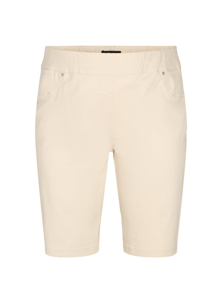 Tettsittende shorts med baklommer, Fog, Packshot image number 0