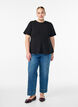 Kortermet bluse med figursydde innsnitt, Svart, Model image number 1