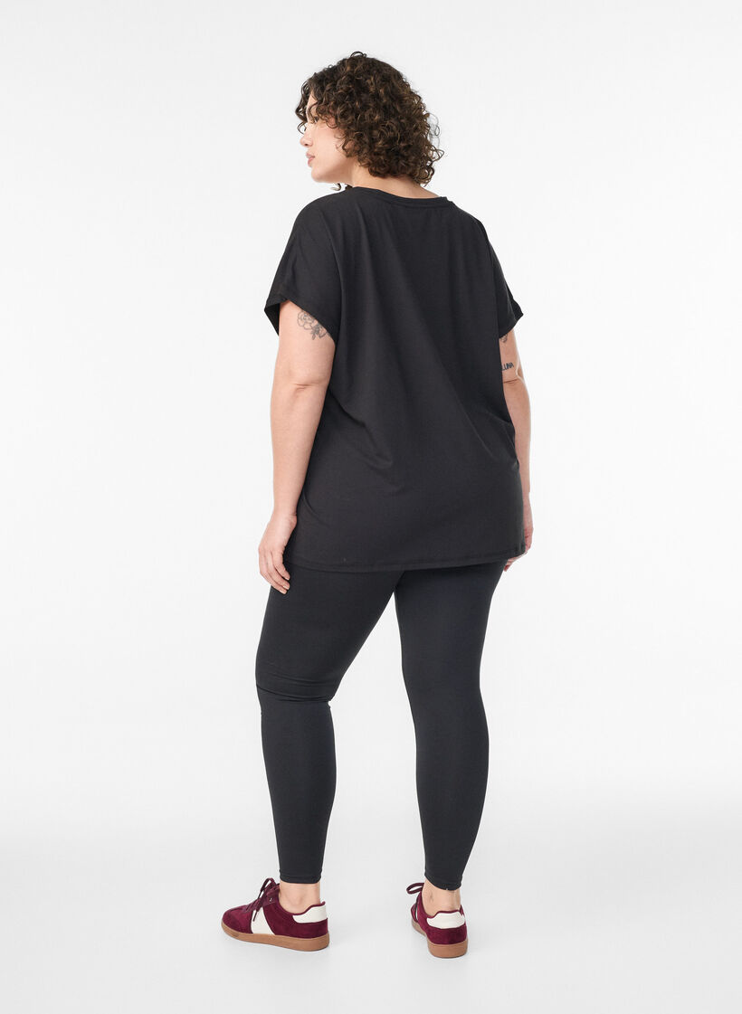 Cropped basis treningsleggings, Svart, Model image number 2