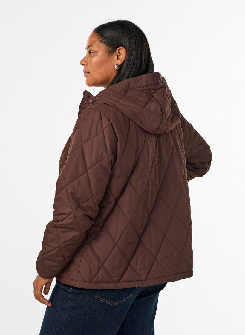 Lett vattert jakke med diamantquilt, Brun, Model image number 2