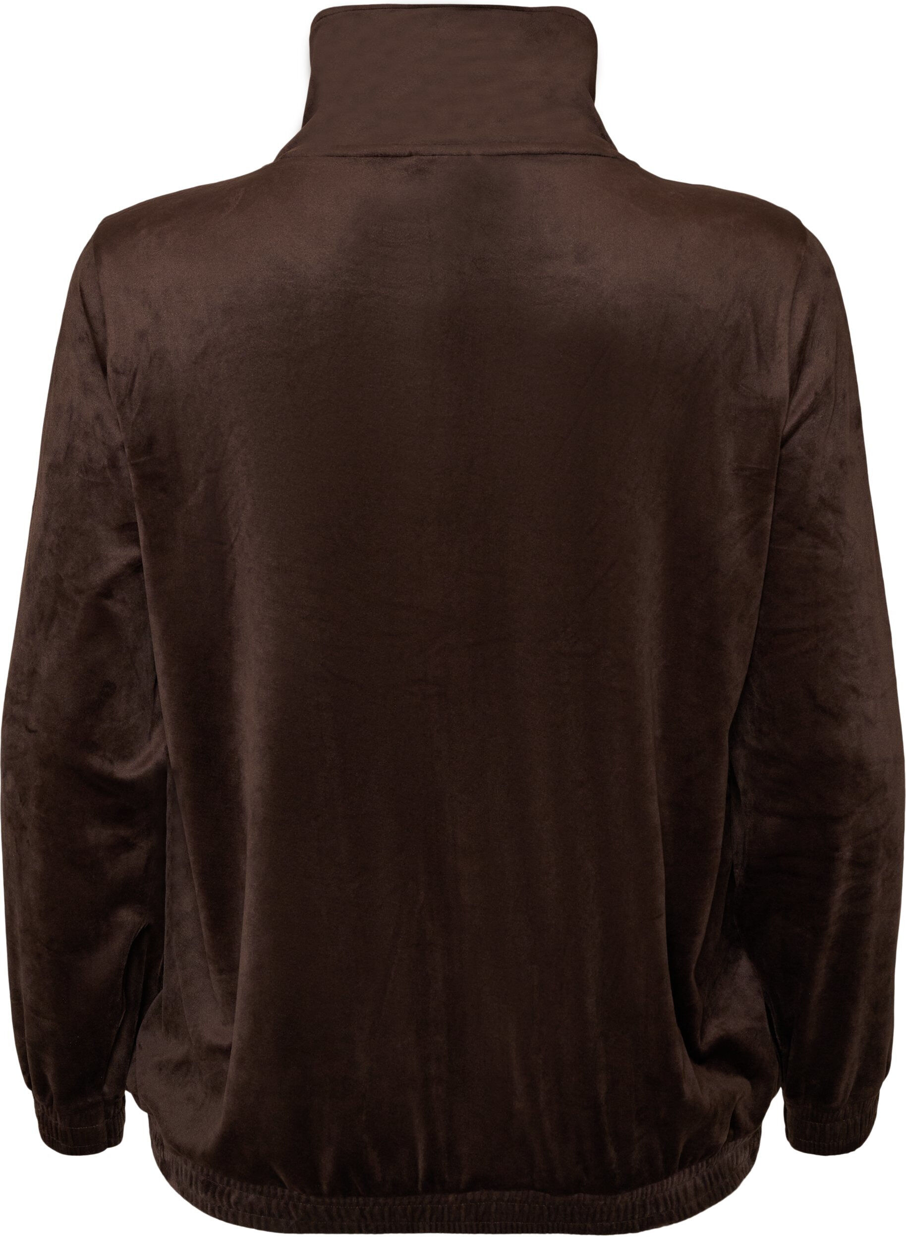ZizziMyk velourcardigan med glidel&aring;s og h&oslash;y krage, Brun, Packshot image number 1