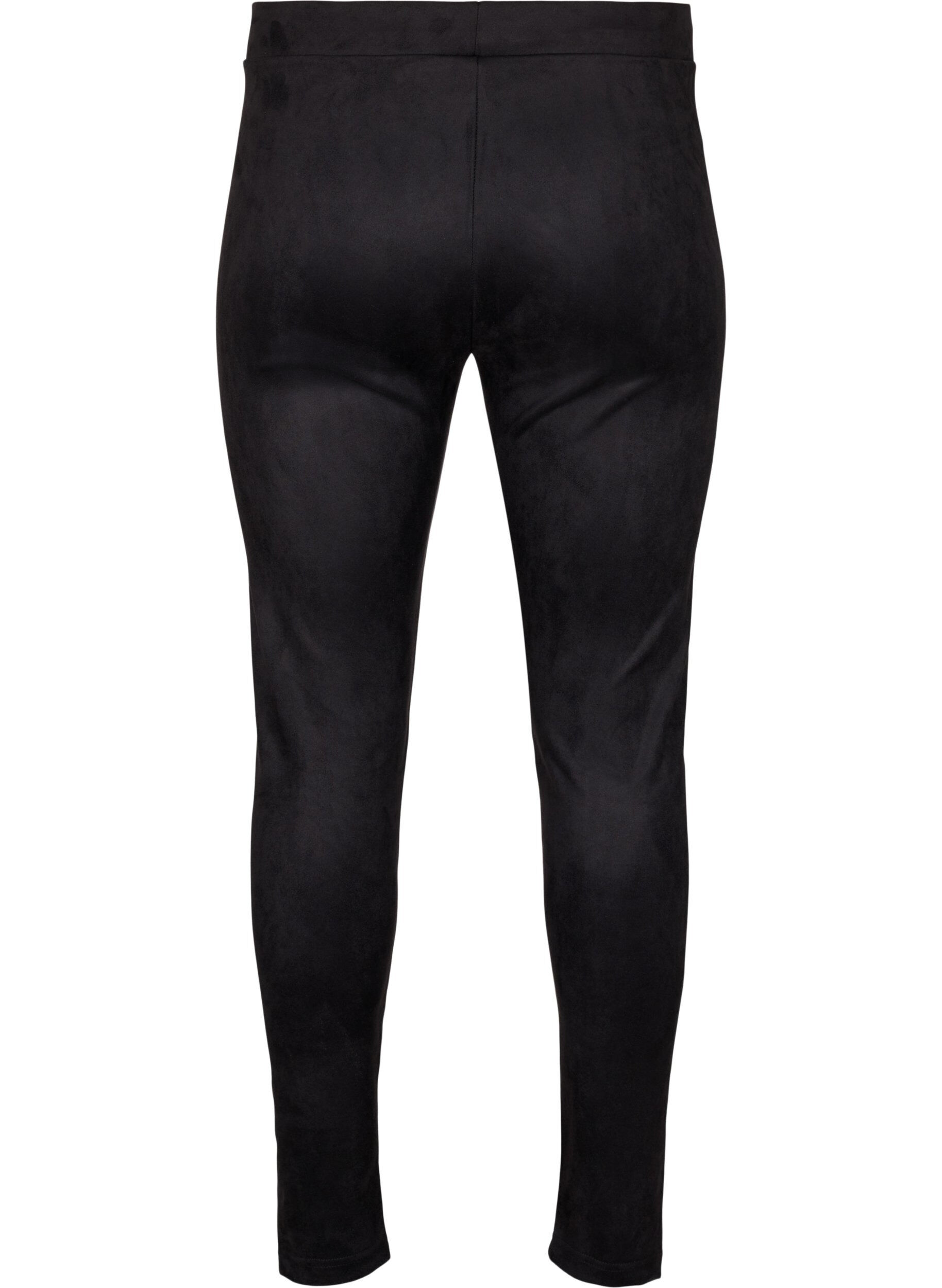 ZizziTights i imitert semsket skinn, Black, Packshot image number 1