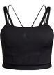 Sports-bh med kryssdetaljer på ryggen, Svart, Packshot image number 0