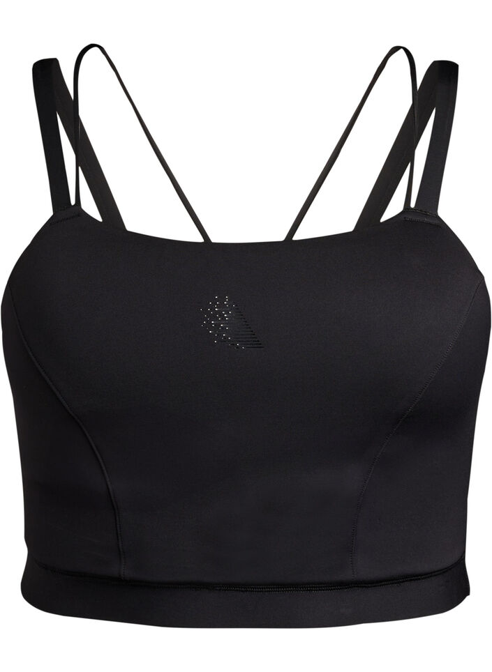 Sports-bh med kryssdetaljer på ryggen, Black, Packshot