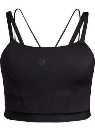 Zizzi Sports-bh med kryssdetaljer på ryggen, Svart, Packshot image number 0