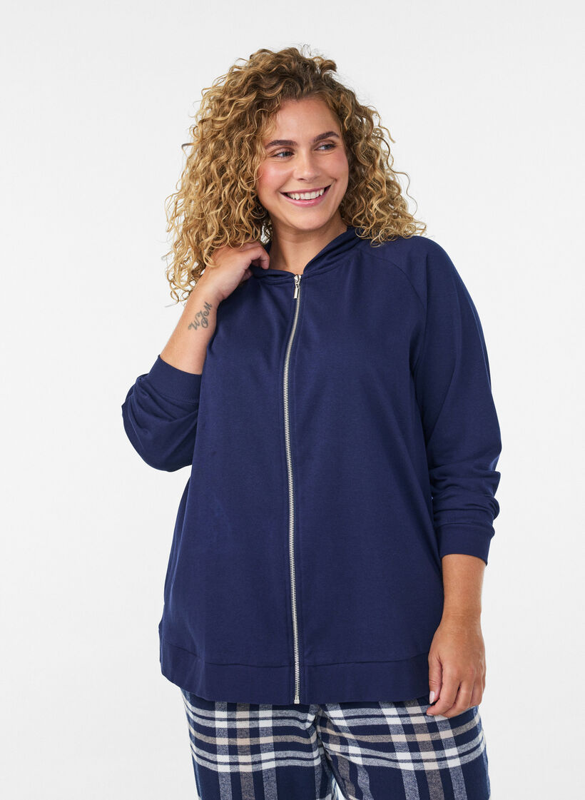 Hettegenser med lommer, Bl&aring;, Model image number 0