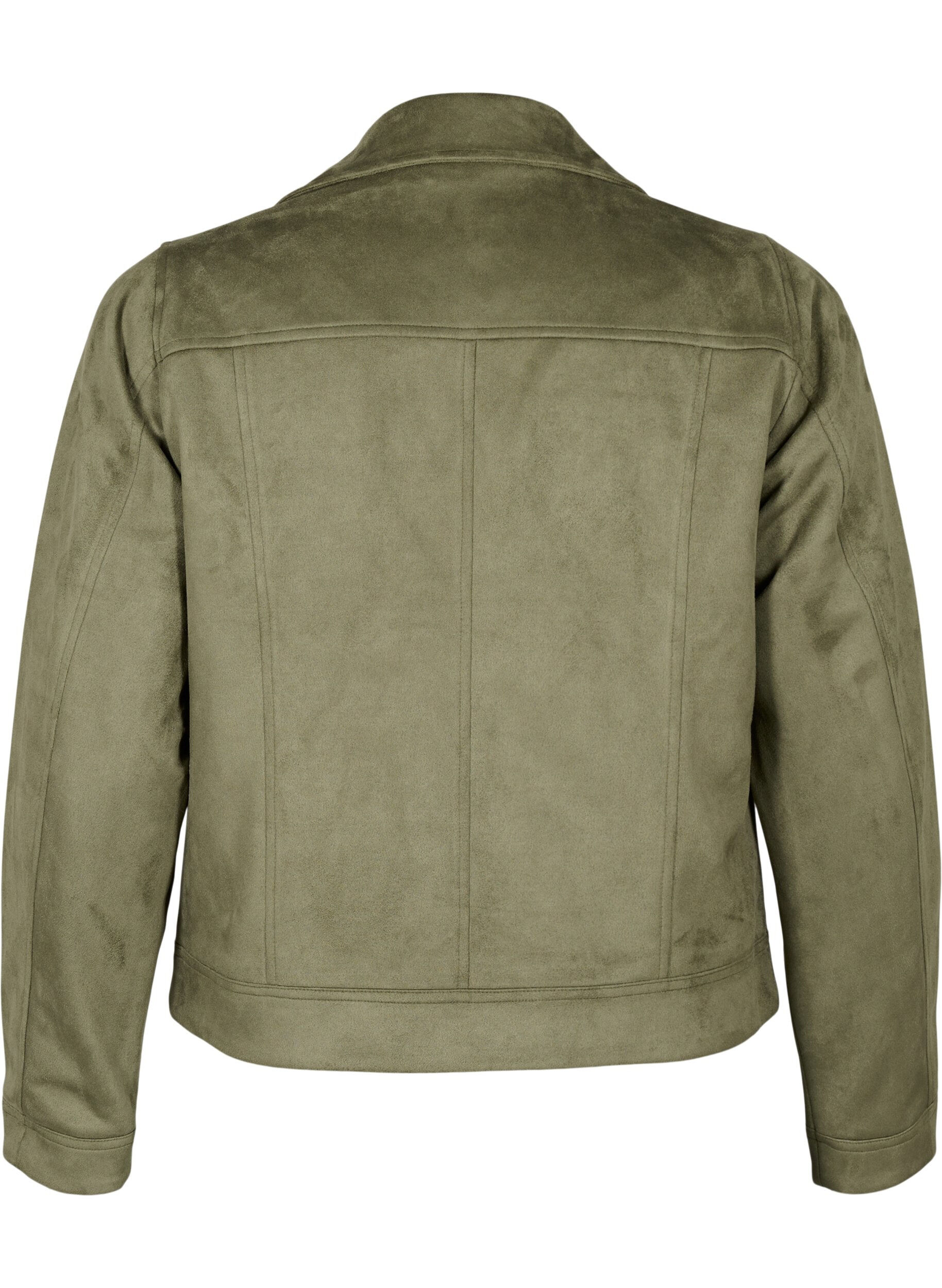 ZizziBikerjakke i imitert semsket skinn, Dusty Olive, Packshot image number 1