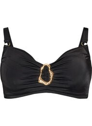 Bikinioverdel med b&oslash;yle og gulldetaljer, Svart