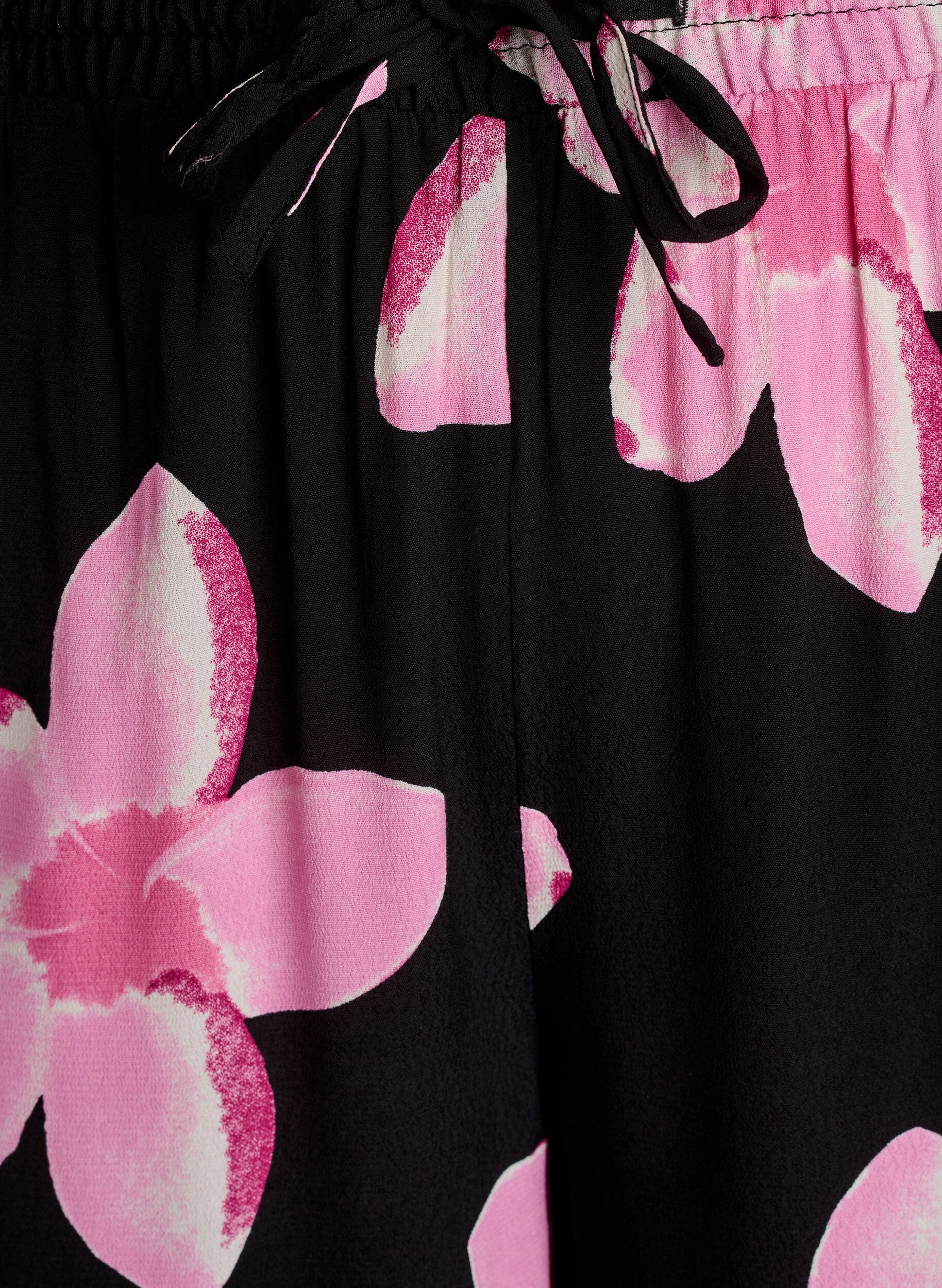 Zizzi Loose fit viskosebukser med trykk, Svart, Packshot image number 2