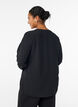 Bluse med smockmansjetter og V-hals, Svart, Model image number 2