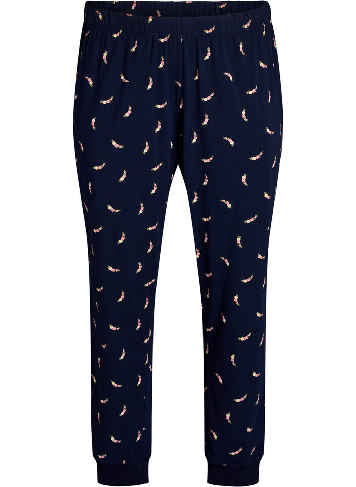 Trykte pyjamasbukser, Bl&aring;, Packshot image number 0