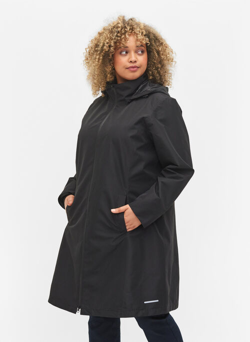 Regnjakke med avtakbar hette og refleks , Black, Model