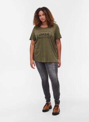 T-skjorte i bomull med trykk, Ivy Green/Unique, Model image number 2