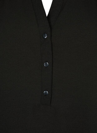 Bluse med korte ermer og V-hals, Black, Packshot image number 2