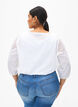 Bluse i bomullsblanding med lin og heklede detaljer, Bright White, Model image number 1