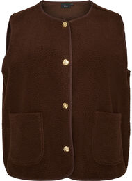 Teddy vest med knapper og lommer, Brun