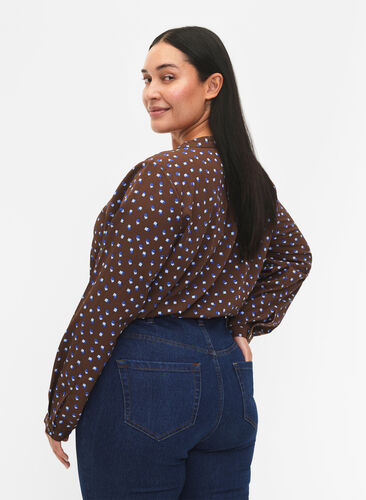 FLASH - bluse med lange ermer og trykk, Chicory Coffee AOP, Model image number 1