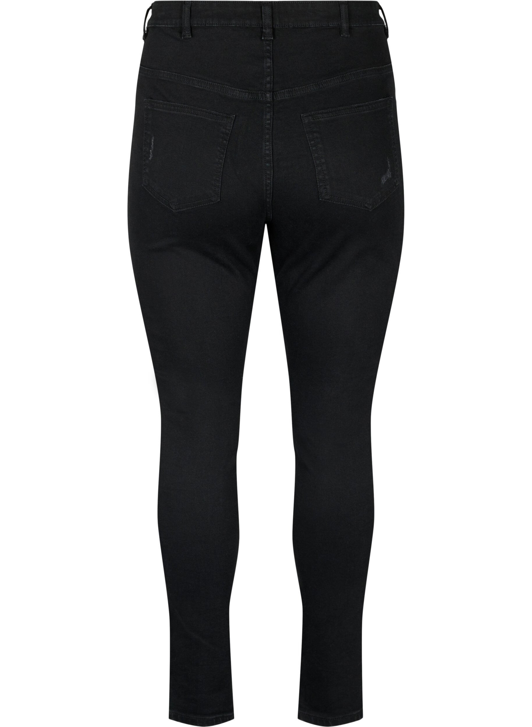 Zizzi Tettsittende jeans med detaljer, Black, Packshot image number 1