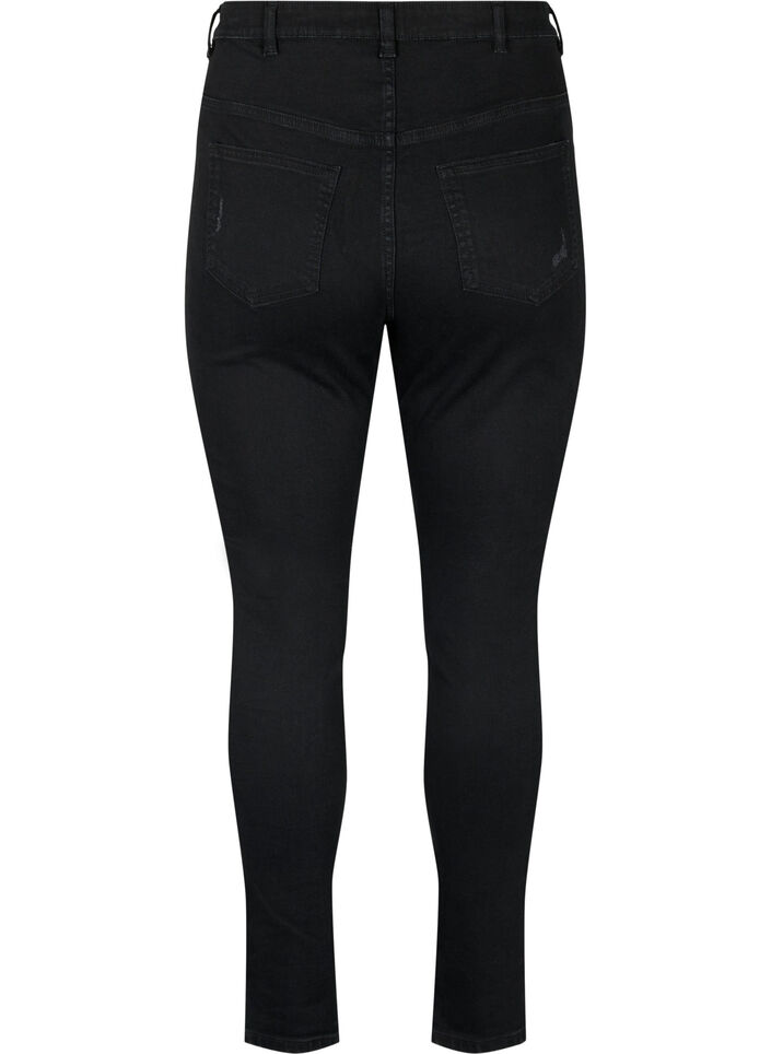 Tettsittende jeans med detaljer, Black, Packshot image number 1