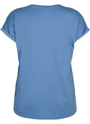 Kortermet T-skjorte i bomullsblanding, Moonlight Blue, Packshot image number 1