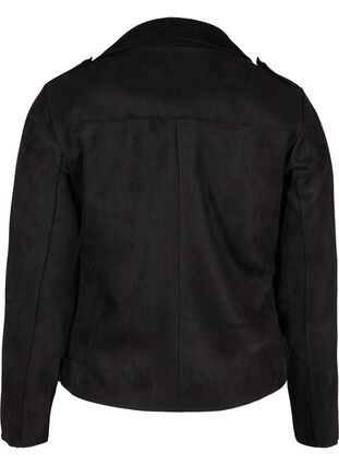 Kort jakke i semsket skinn, Black, Packshot image number 1