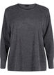 Melange Bluse med rund hals og lange ermer, Dark Grey, Packshot image number 0