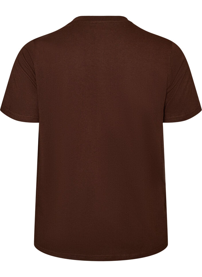 T-skjorte i &oslash;kologisk bomull med trykk, Brun, Packshot image number 1
