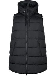 Lang vest med hette og lommer, Svart