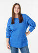 Melert strikkebluse med rund hals, Bl&aring;, Model image number 0