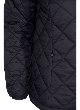 Quiltet lett jakke med glidelås og lommer, Black, Packshot image number 3