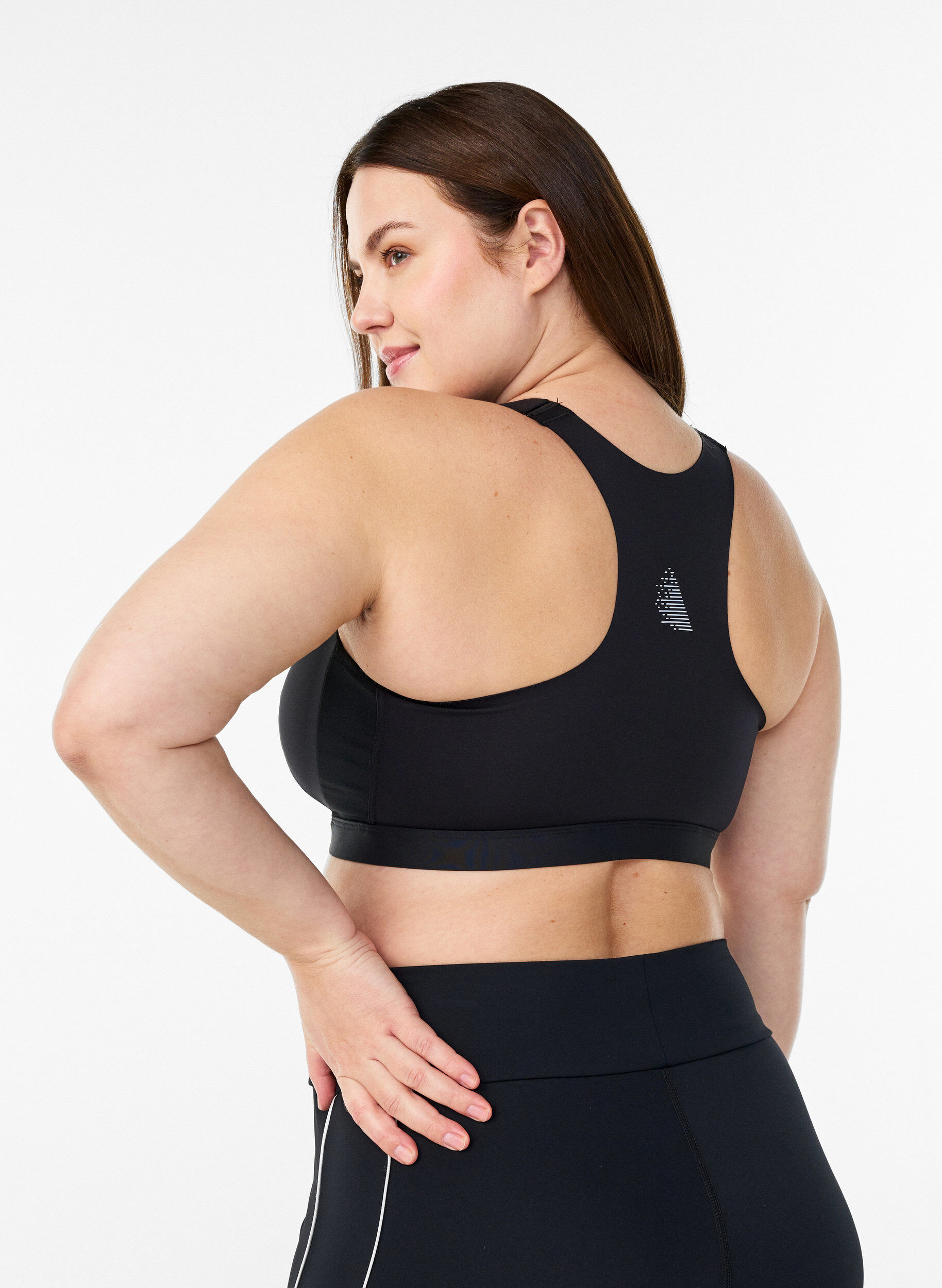 ZizziSportsbh med lukking foran og h&oslash;y st&oslash;tte, Svart, Model image number 2