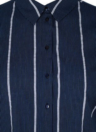 Lang stripete skjortekjole i bomull, N.Sky w.White Stripe, Packshot image number 2