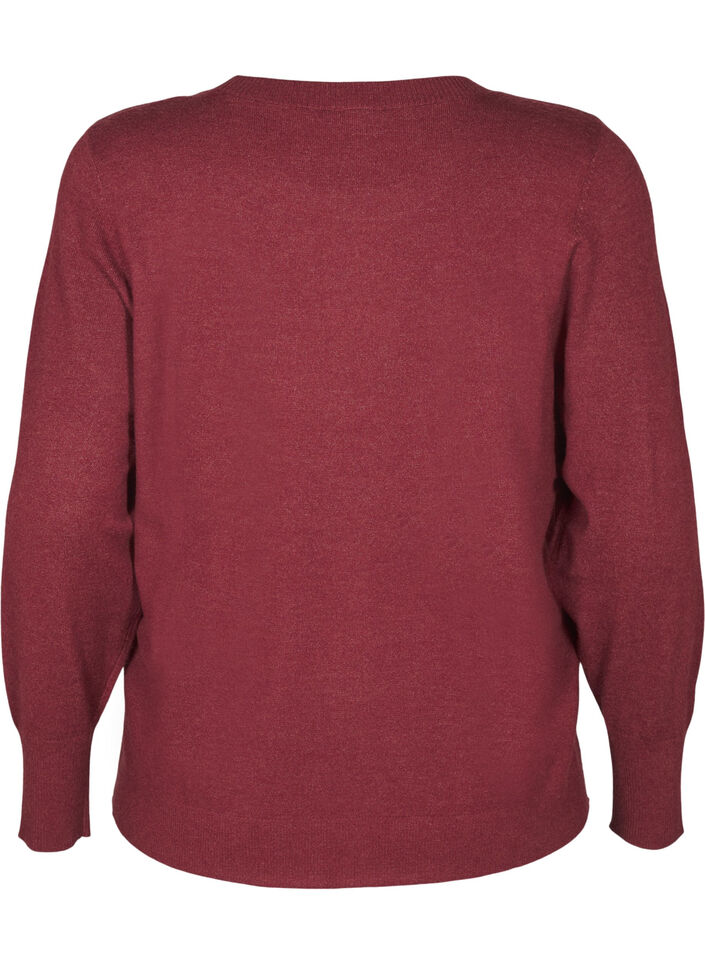 Strikket bluse med rund hals, R&oslash;d, Packshot image number 1