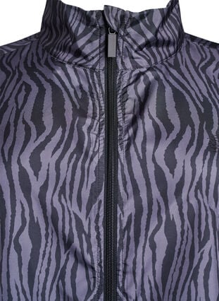 Zizzi Løpejakke med høy hals og justerbar fold, Grey Zebra AOP, Packshot image number 2