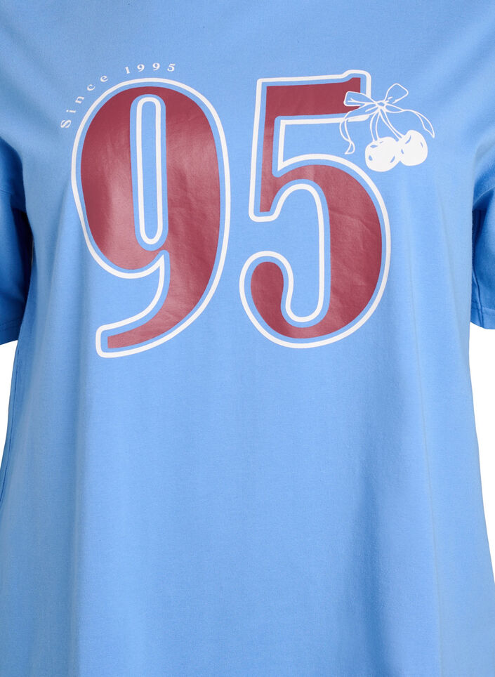 Sporty t-skjorte i &oslash;kologisk bomull, Bl&aring;, Packshot image number 2