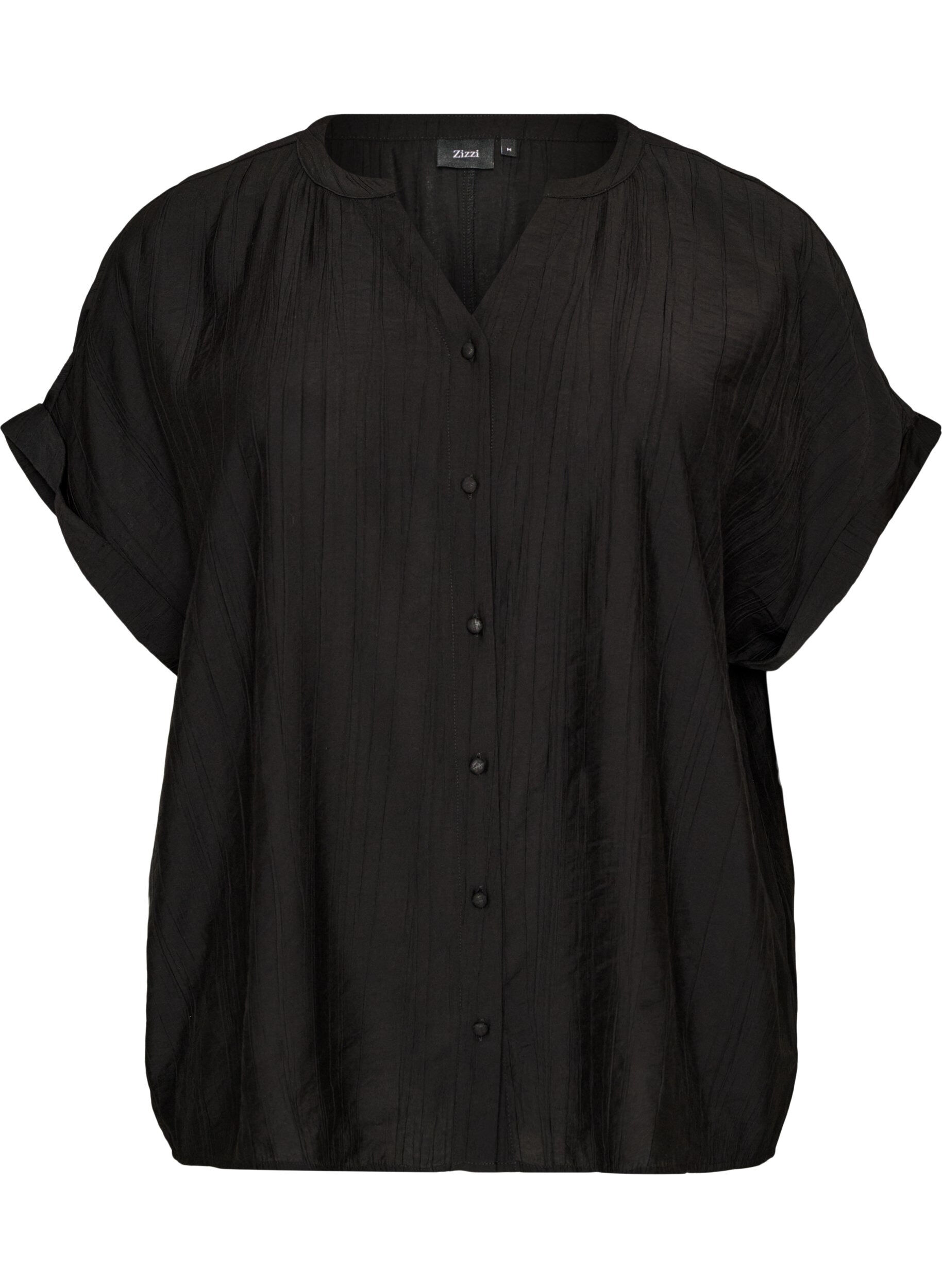 Viskosebluse med knapper og tekstur