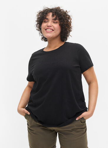2 stk. kortermet T-skjorter i bomull, Black, Model image number 0