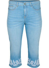 Amy knickers med høy midje og broderier, Light blue denim