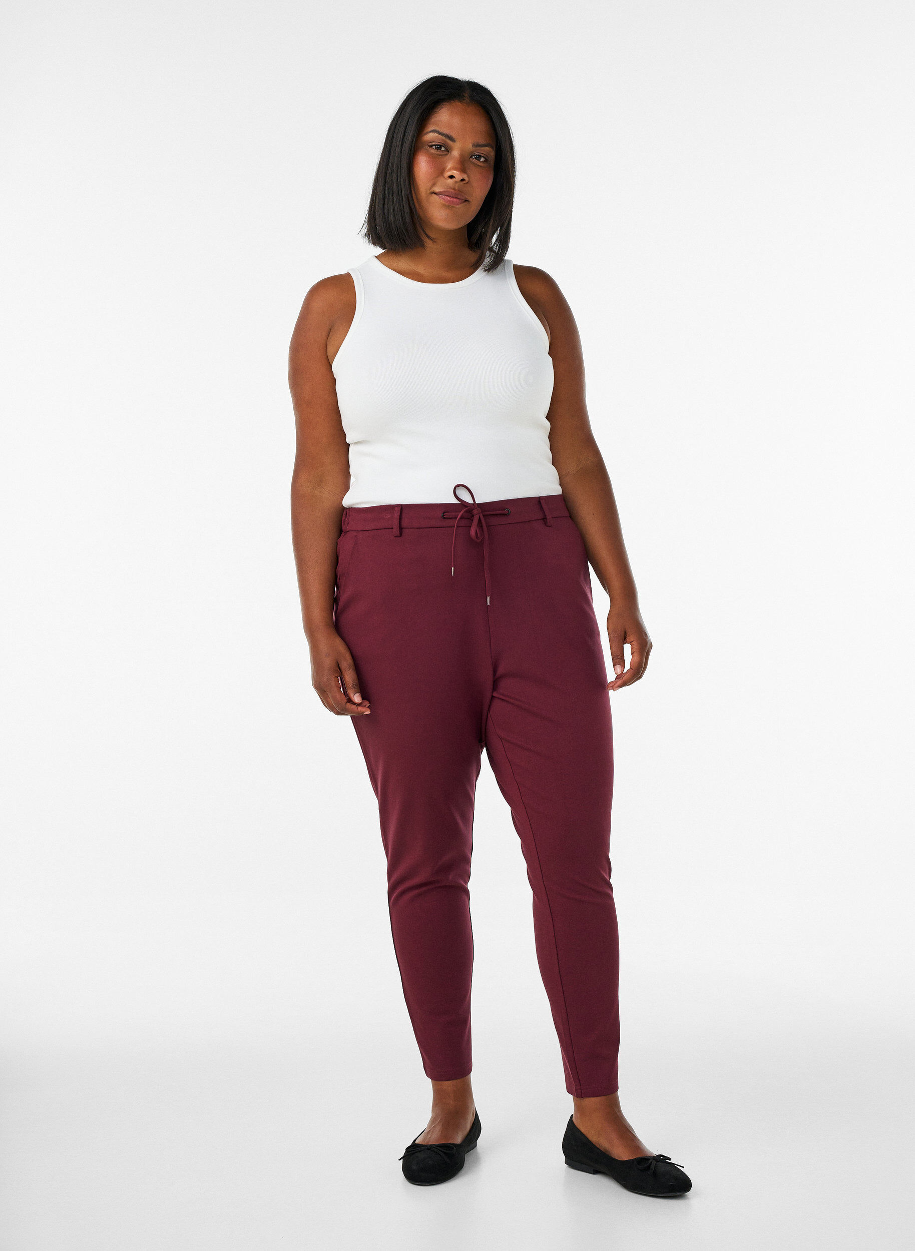 ZizziCropped Maddison bukser, R&oslash;d, Model image number 0