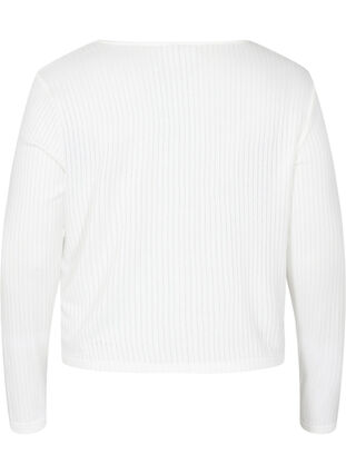 Zizzi Ribbet cardigan med knyting, White, Packshot image number 1
