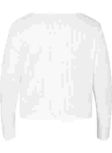 Ribbet cardigan med knyting, White, Packshot image number 1