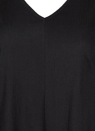 Kjole med puffermer og V-hals, Black, Packshot image number 2