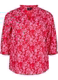 Bomullsbluse med blomstertrykk, Salsa AOP