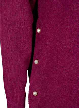 Strikket genser i melange med perleknapper på sidene	, Raspberry Mel., Packshot image number 3