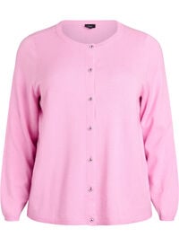 Cardigan med runde knapper, Rosa Cardigan med runde knapper