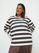 Stripete jerseybluse med sporty teksttrykk, Brun, Model image number 0