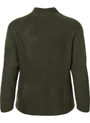 Genser med turtleneck og ribbestrikket struktur	, Forest Night Mel., Packshot image number 1