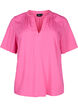 Kortermet bluse i viskose med V-hals, Shocking Pink, Packshot image number 0