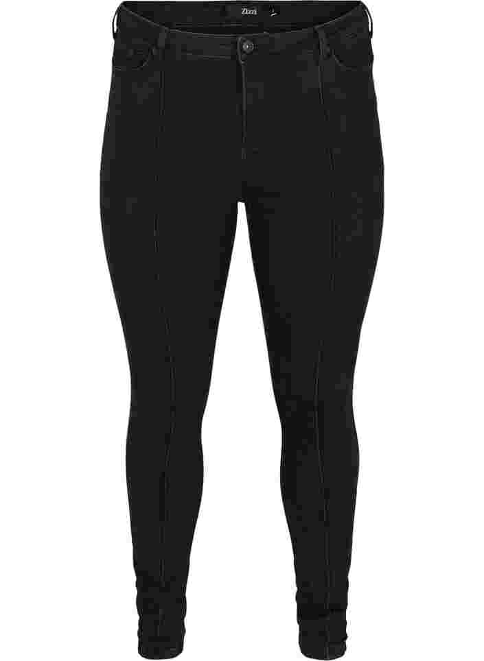 Super slim Amy jeans med en stilig kant, Black, Packshot image number 0