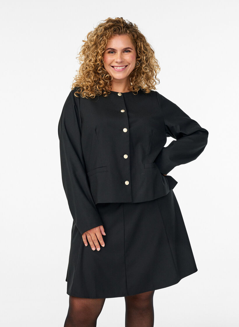 Kort A-line skjørt, Svart, Model image number 0